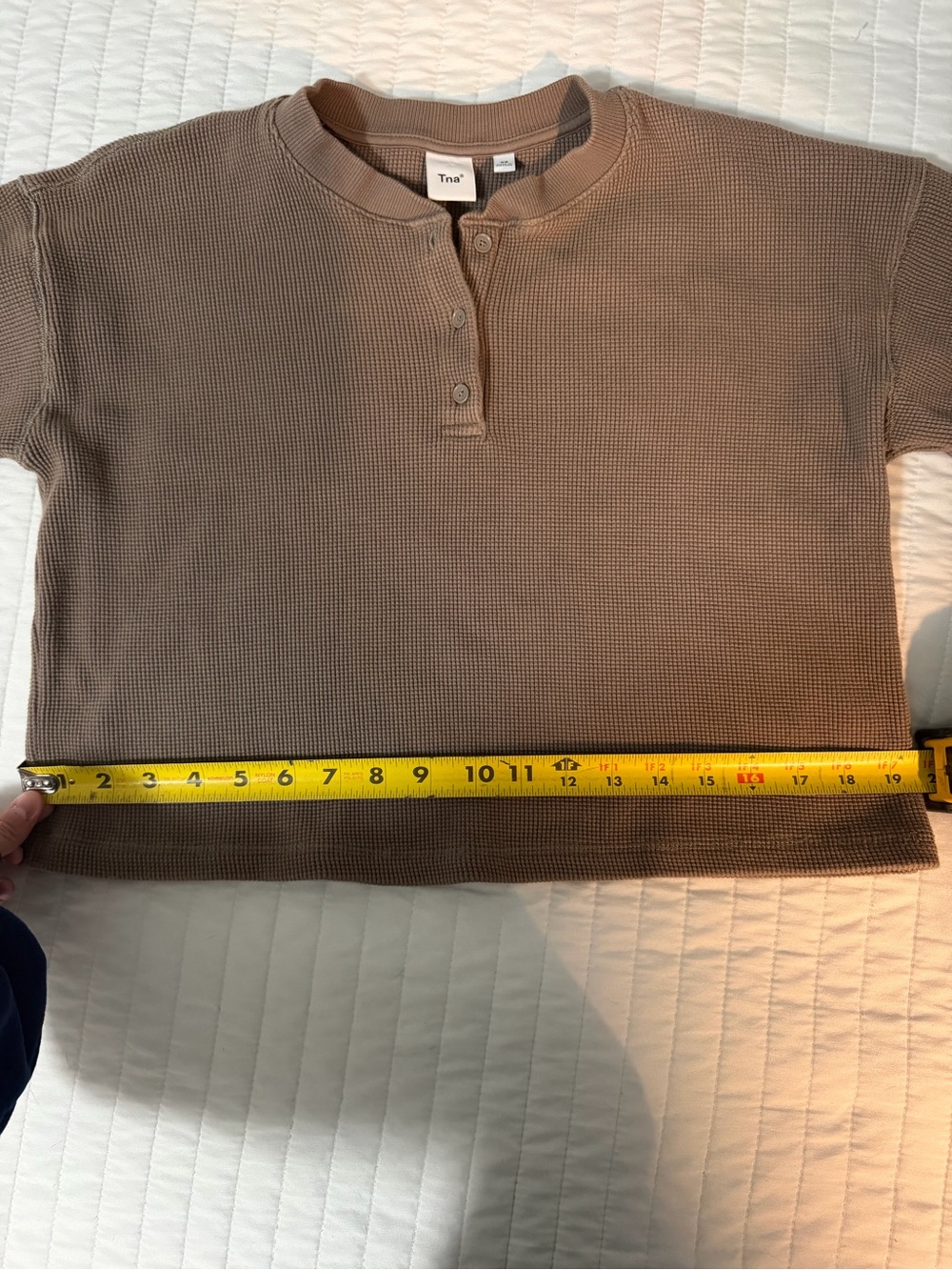 TNA Women's Long-Sleeve Waffle Henley - Brown - Picture 3 of 5